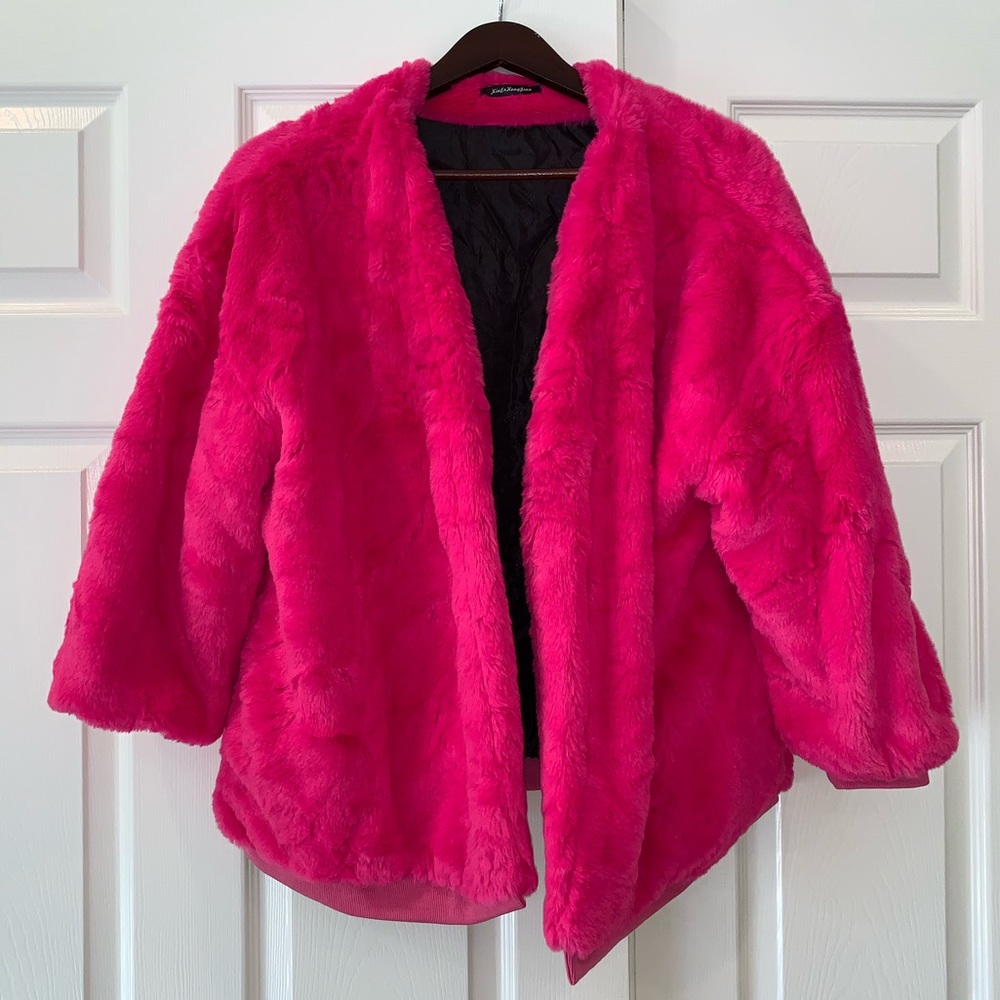 Pink Faux Fur Bomber Jacket